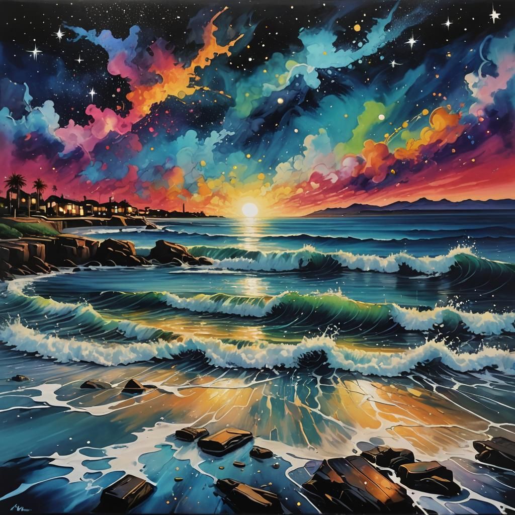 Starry Horizon Reflected as Graffiti Art