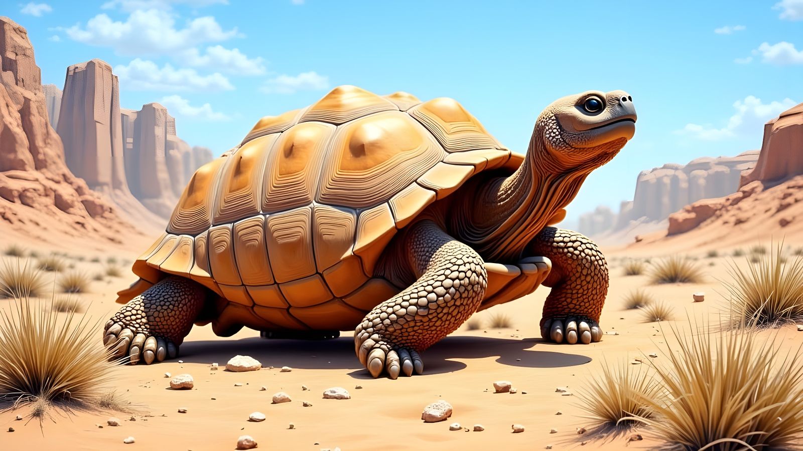 Desert Tortoise in Vibrant Oil Painting