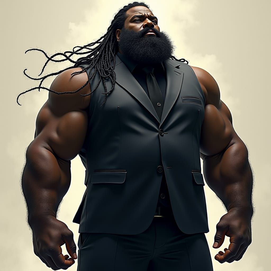 Mystic Giant in Suit: Expressive Digital Art