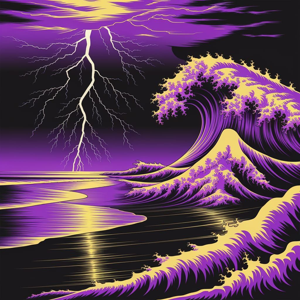Wave About to Crash on Beach in Dark Fantasy Style