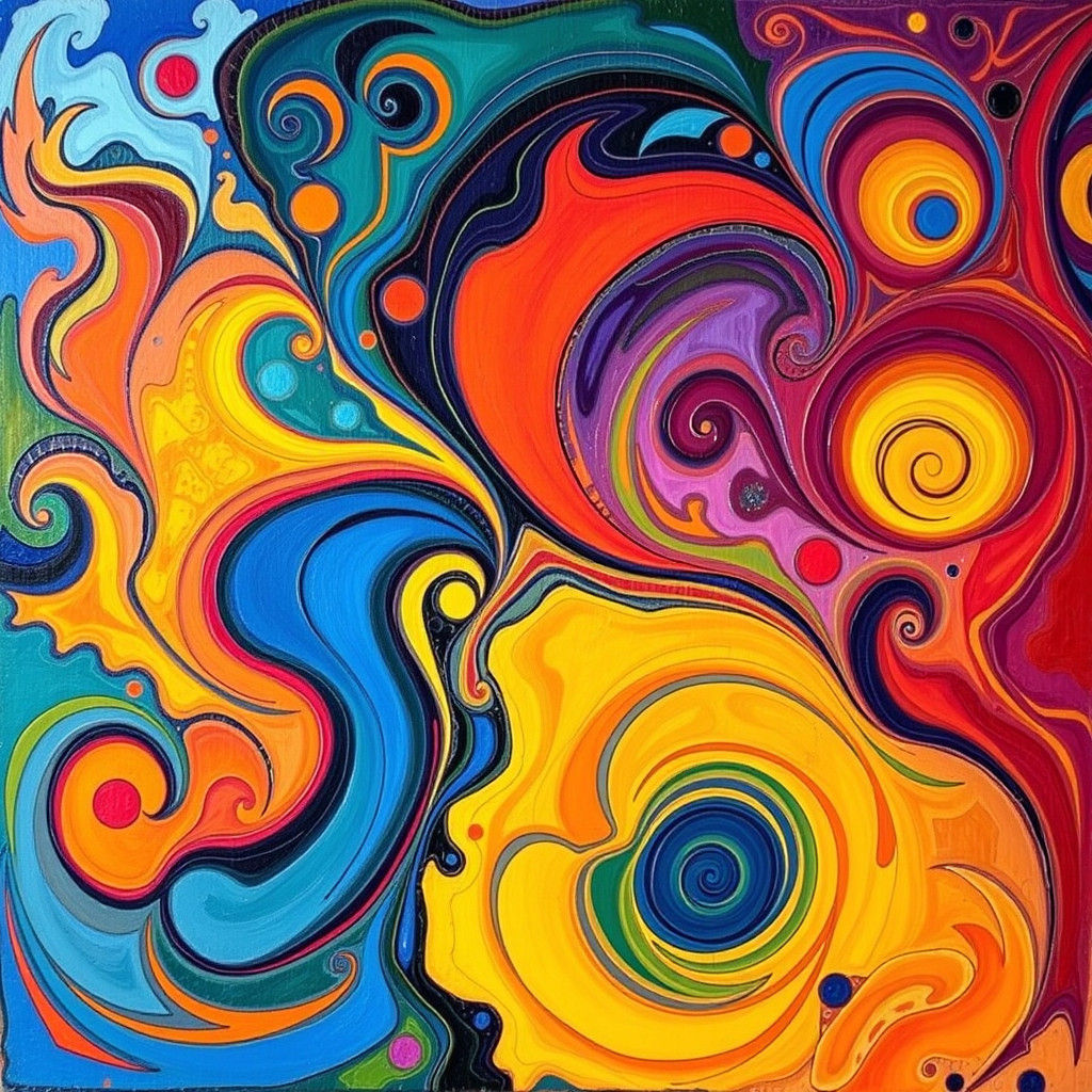 Abstract Art with Swirling Patterns in Complementary Colors