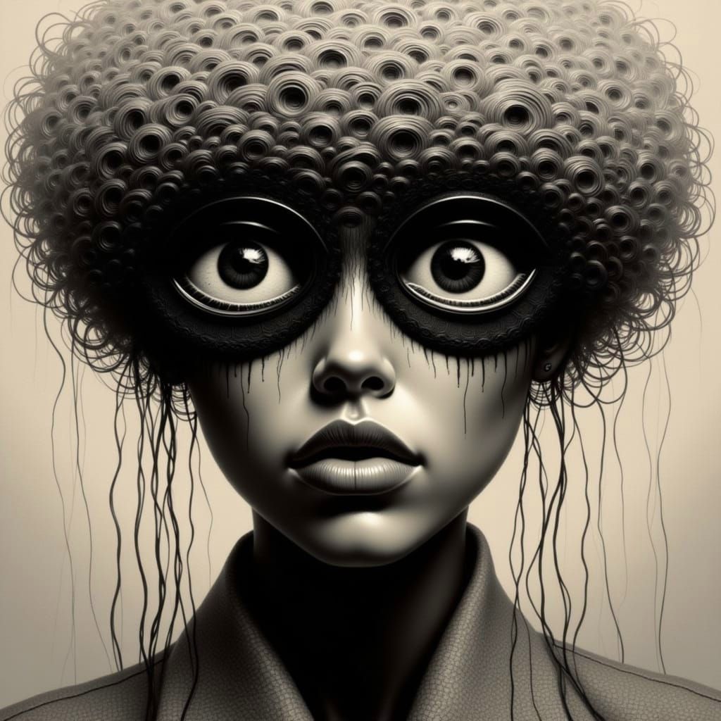 Abstract Woman with Eyes in Back of Head