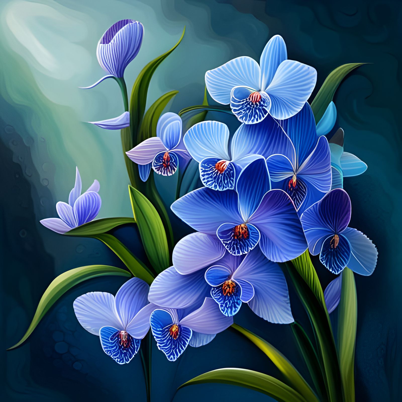 Blu Orchids ( from prompt by somniamea ❤️