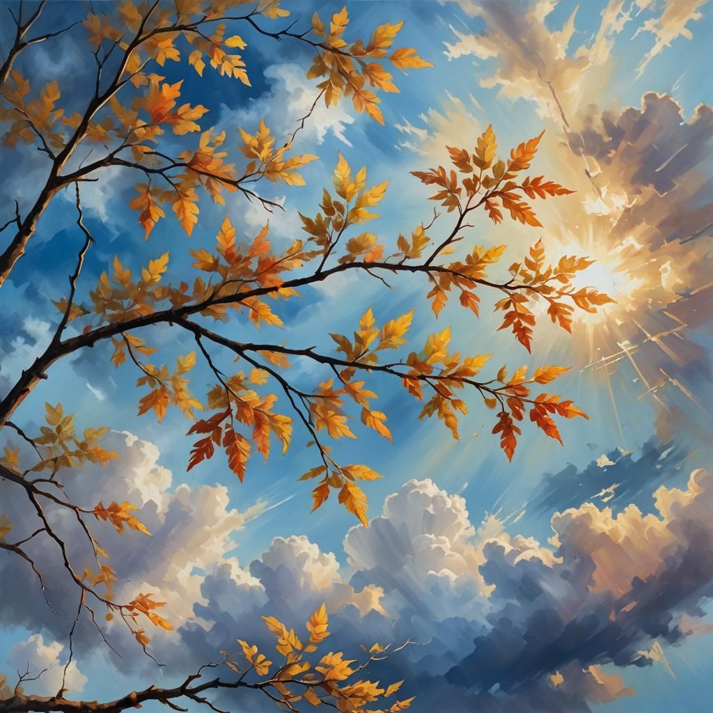 Celestial Surrealism: Sunlight Through Autumn Leaves