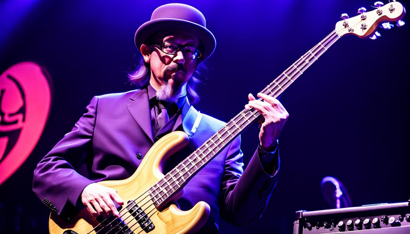 Les Claypool playing bass guitar