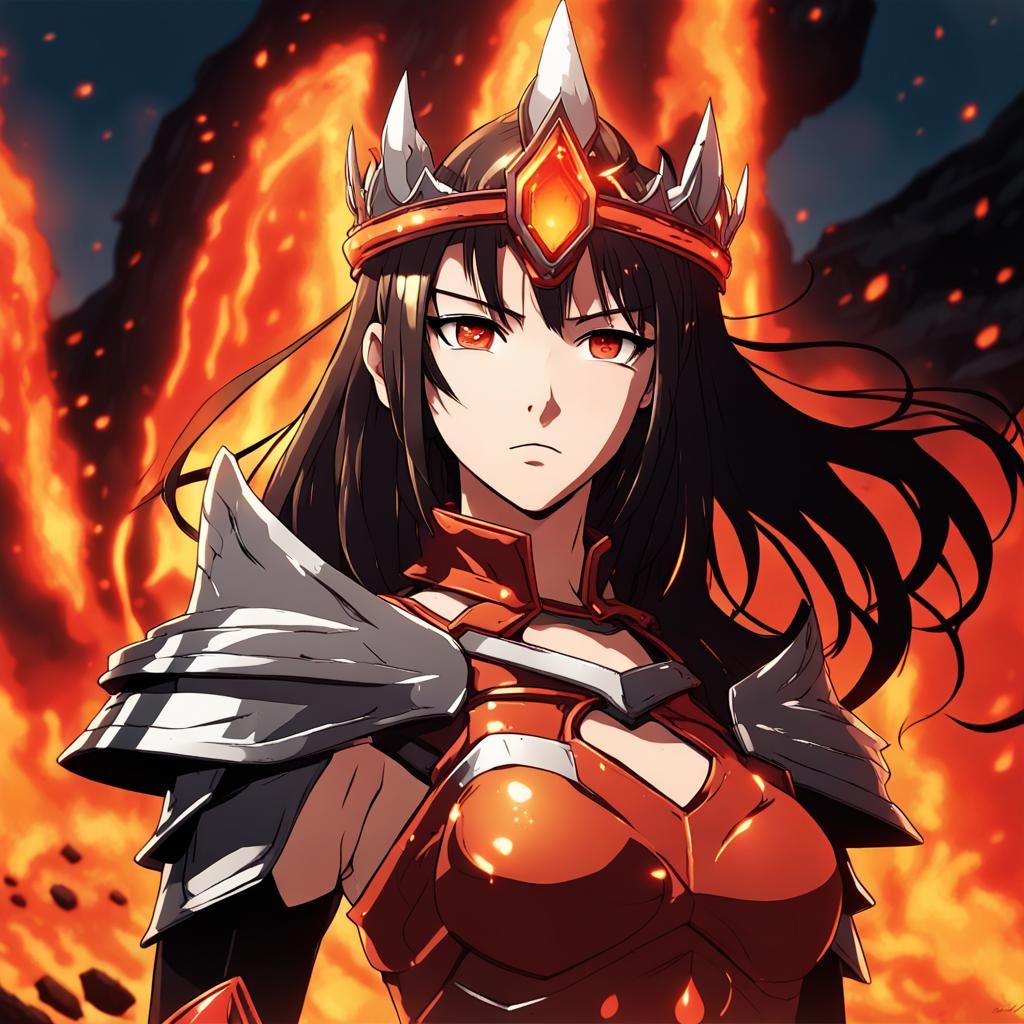 Anime Elf with Lava Powers: Japanese Manga Style