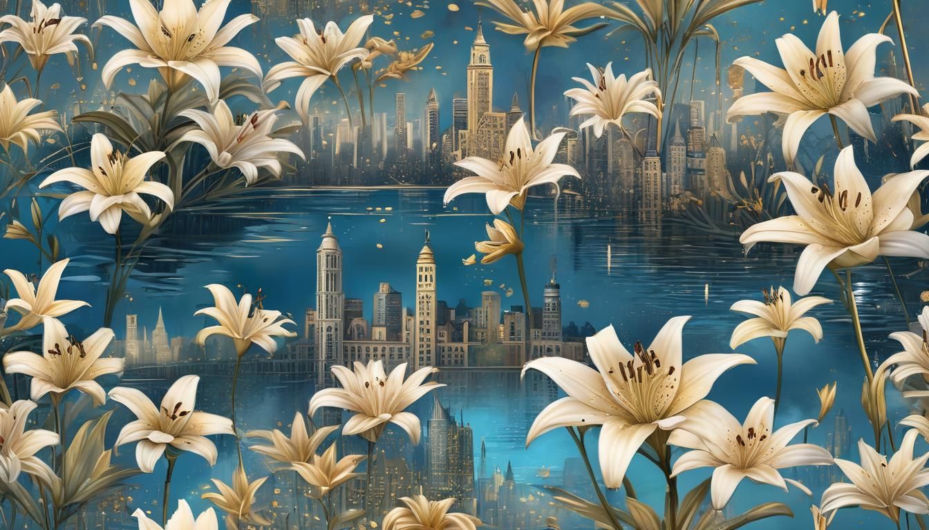 Enchanted City Skyline Transformed into Whimsical Florals