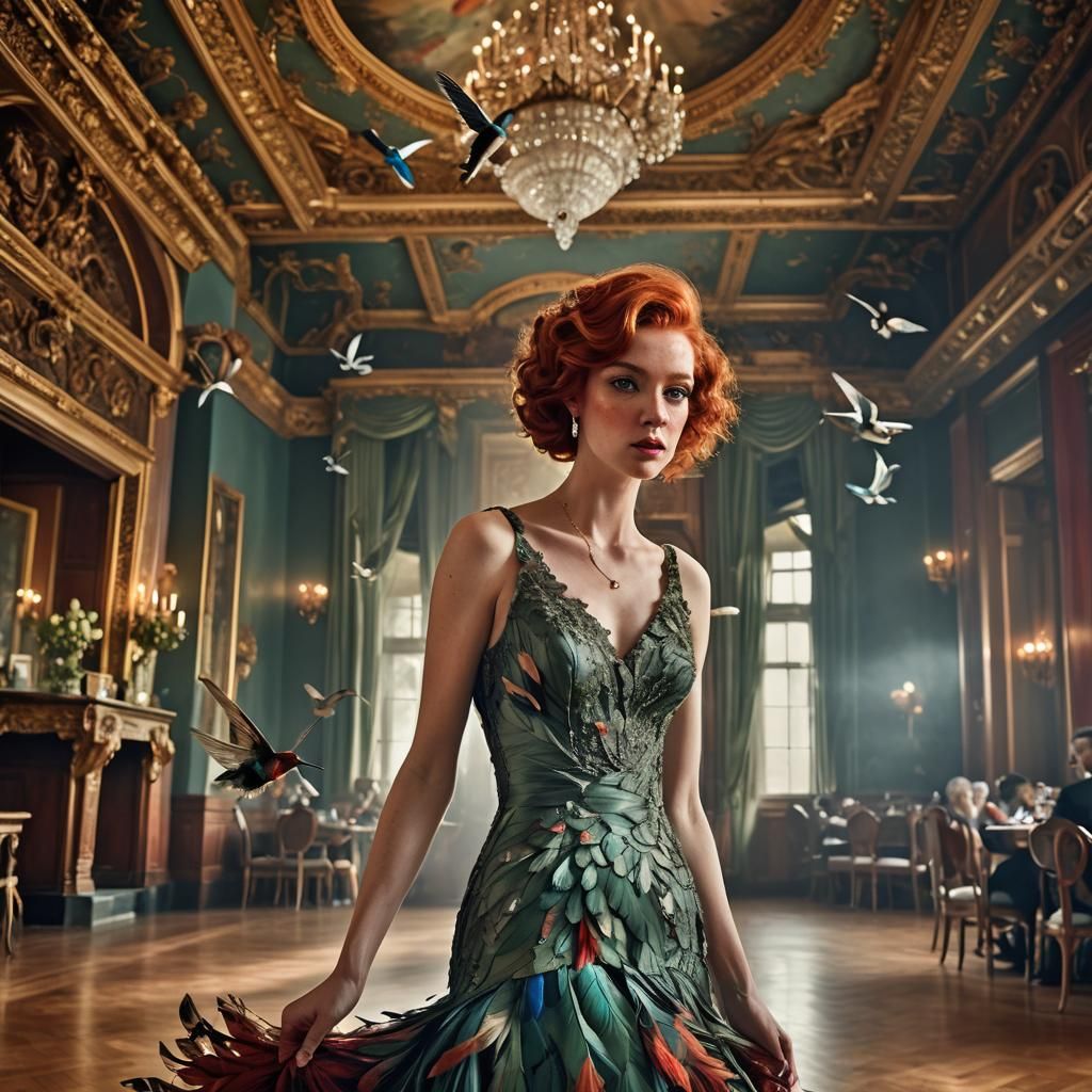 Hummingbird Feather Dress in Grand Ballroom