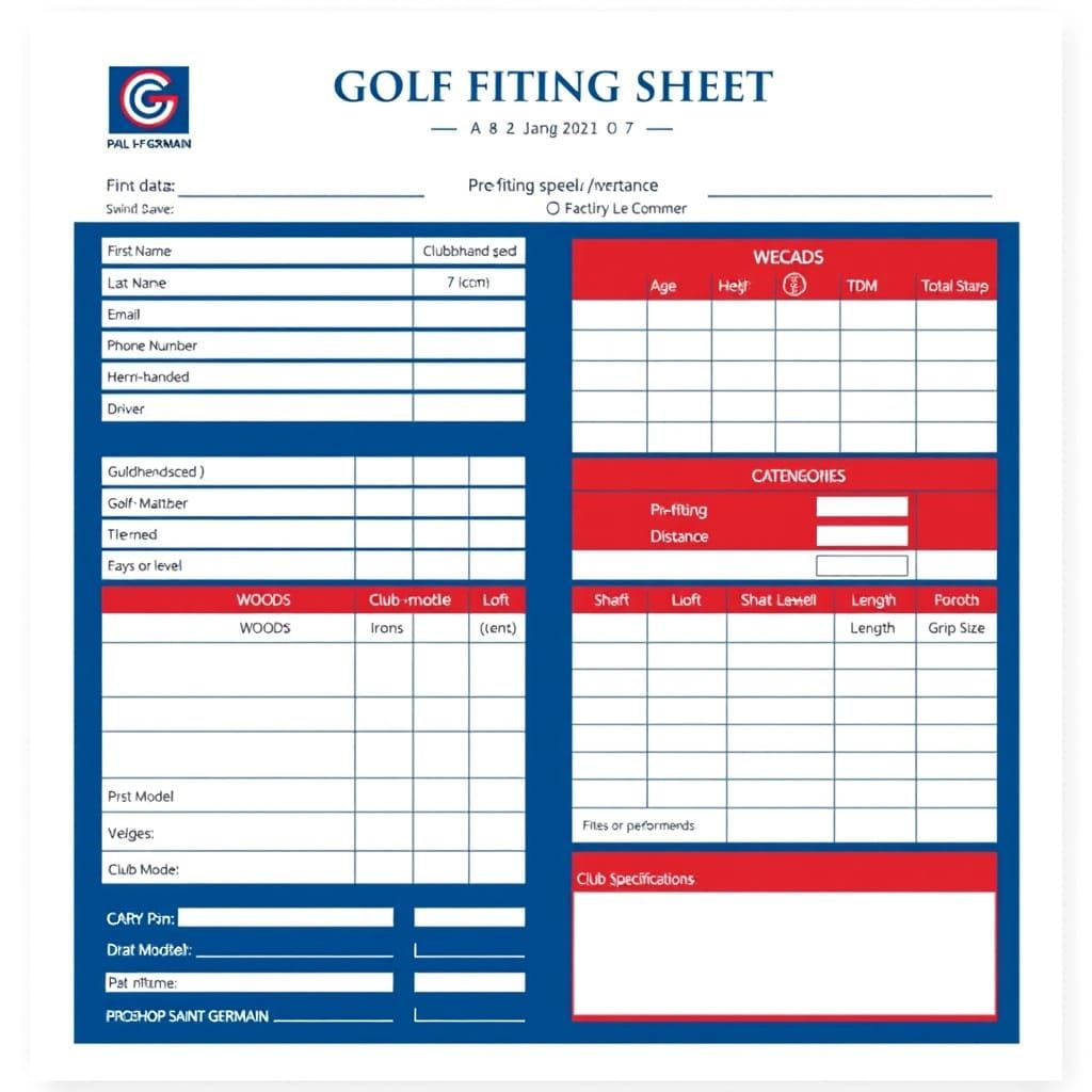 Elegant Golf Fitting Sheet Template in Art Deco Style