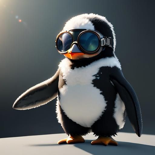 Cute Penguin Aviator in Detailed 3D Render