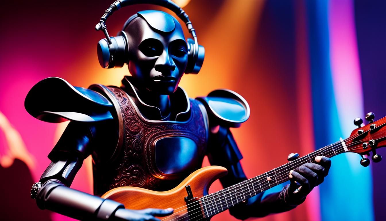 Hyperrealistic African Guembri Player: Vibrant Splash Art