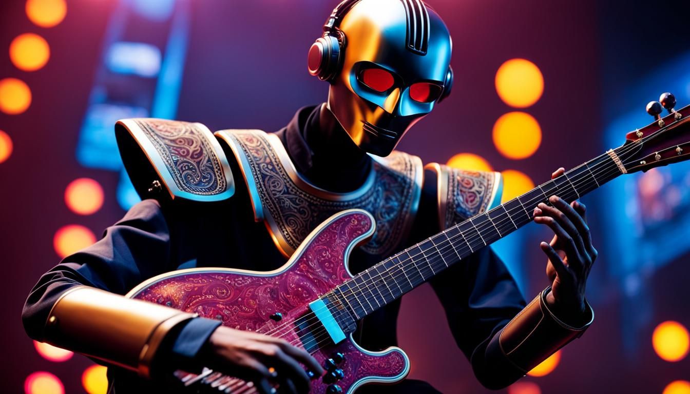 Musician Playing Guembri with Dynamic Lighting