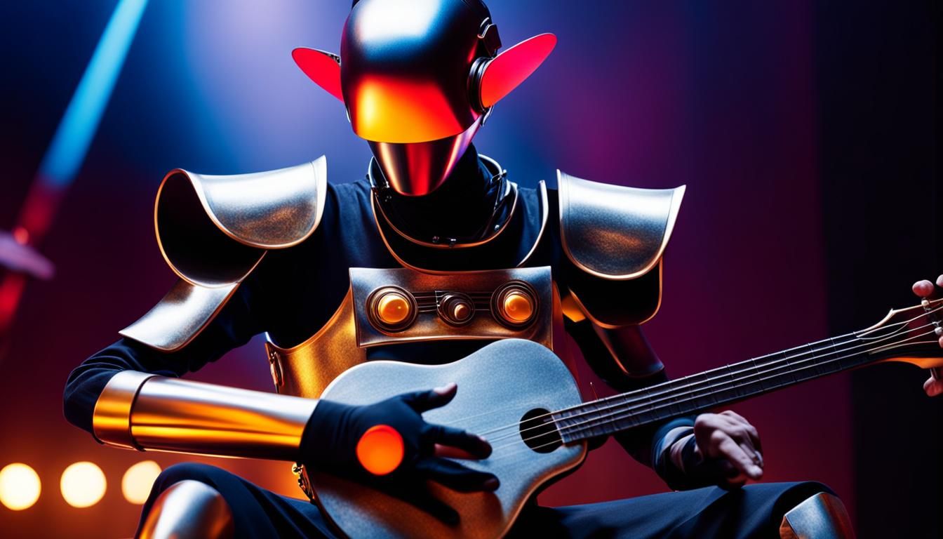 Mesmerizing Guembri Player in Hyperrealistic Concept Art