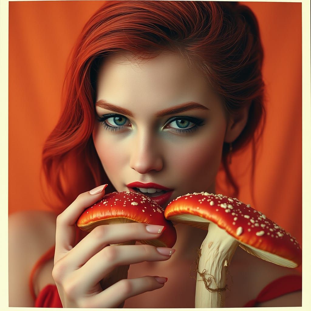 Stunning Redhead in Retro Polaroid Aesthetic