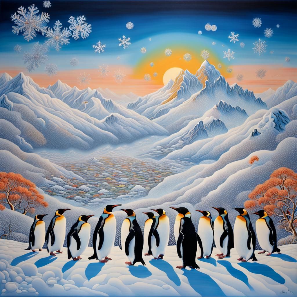 Surreal Winter Landscape Inspired by Oil Painting