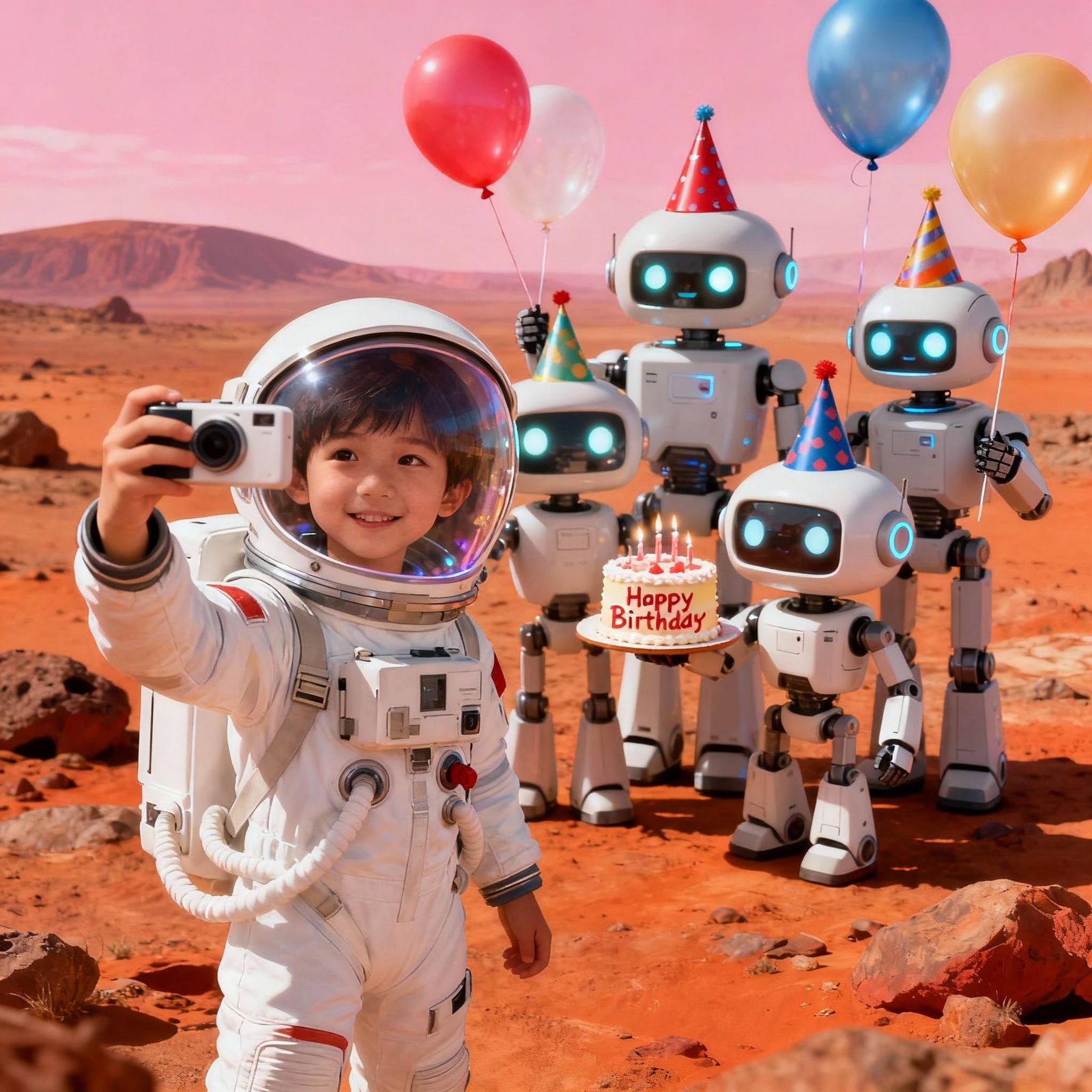 Child Astronaut Celebrates Birthday With Robots on Mars
