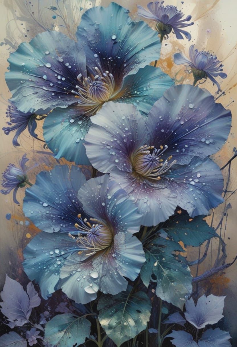 Vibrant Iridescent Lilac Blooms in a Dreamlike Grunge Style