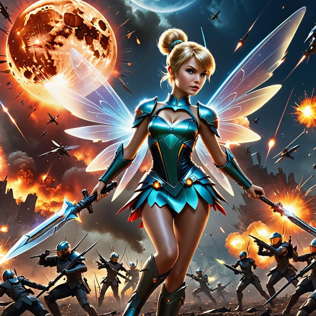 Futuristic Tinkerbell in Battlefield Action