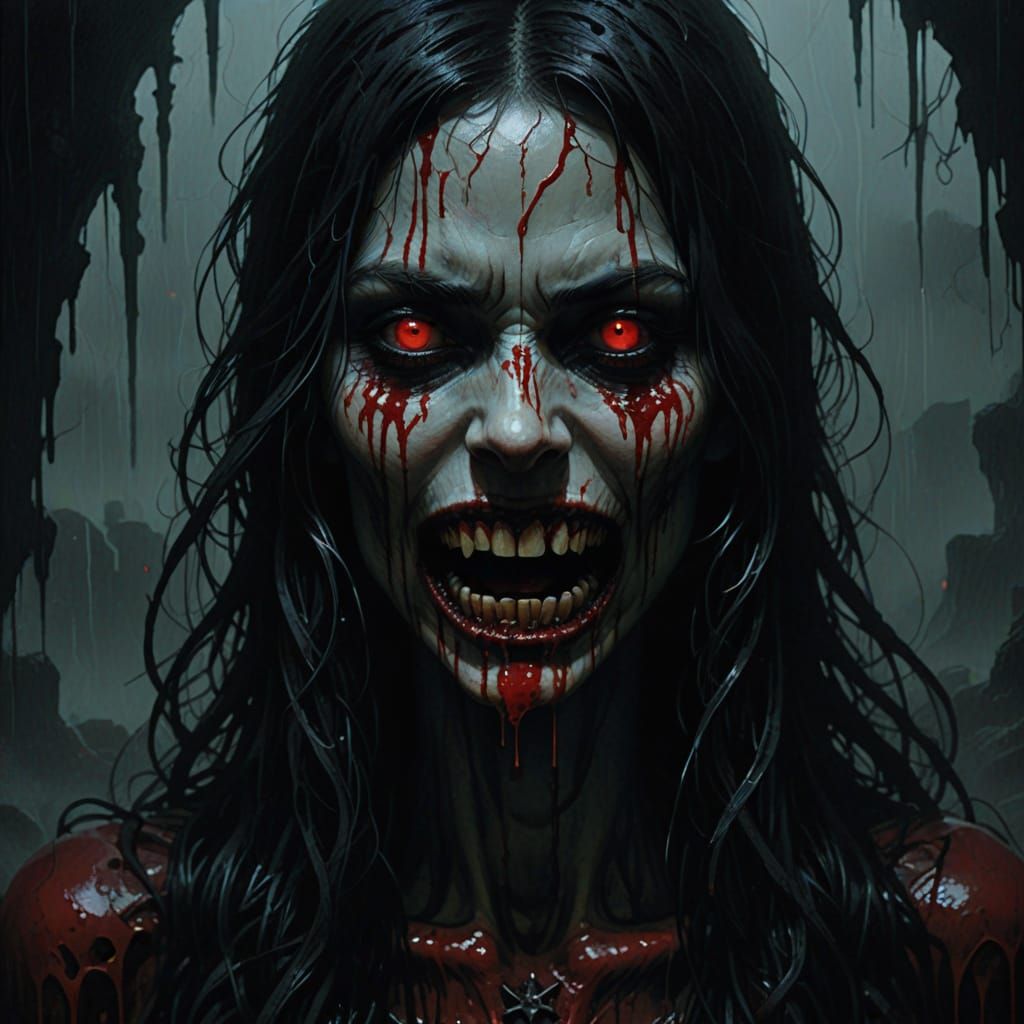 Ethereal Gothic Horror Portrait in Dark Digital Art