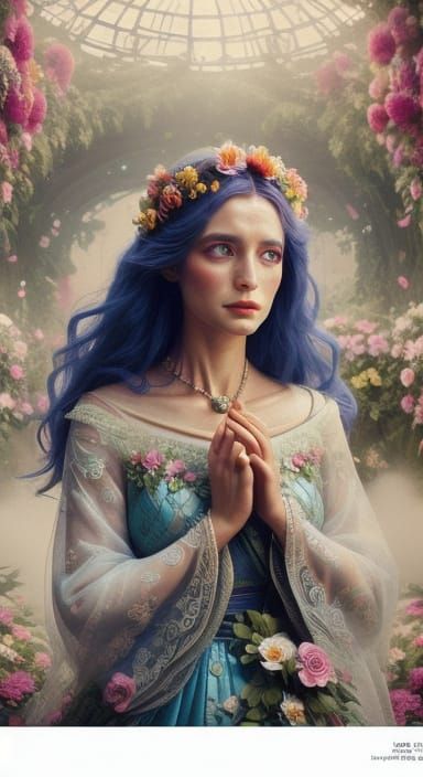 Whimsical Flower Woman Movie Poster Art Nouveau Style