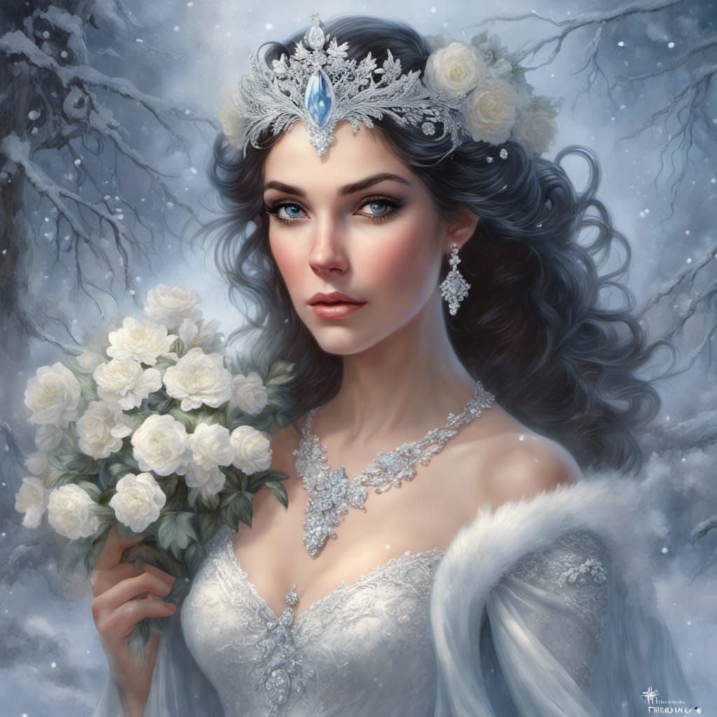 Dark-Haired Snow Queen with Diamond Headband