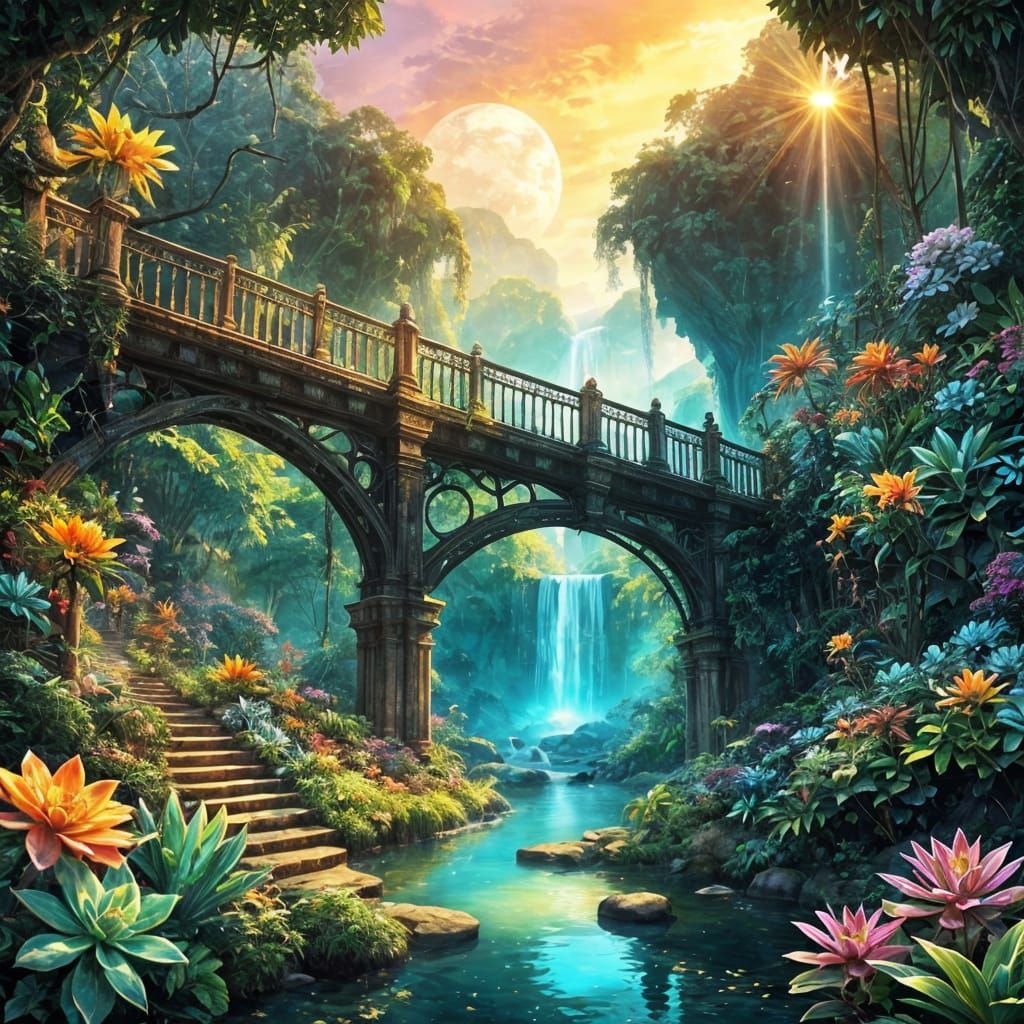 Majestic Jungle Bridge at Golden Hour