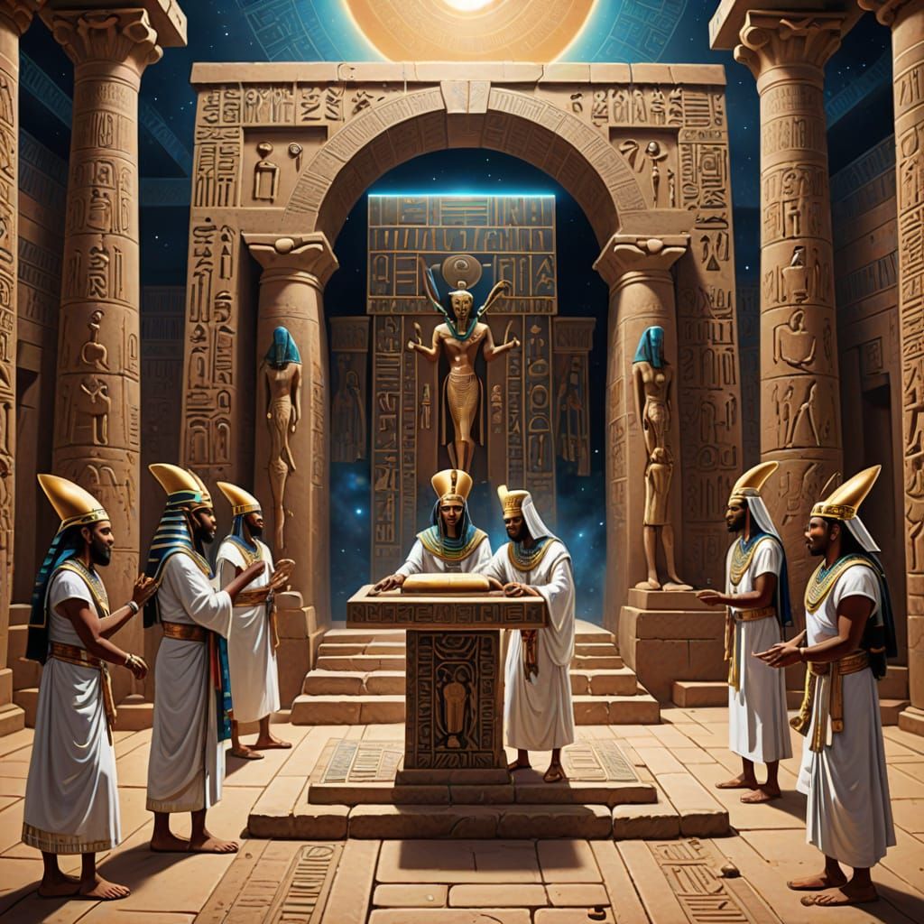 Ancient Egyptian Priests Carry Sacred Tablet