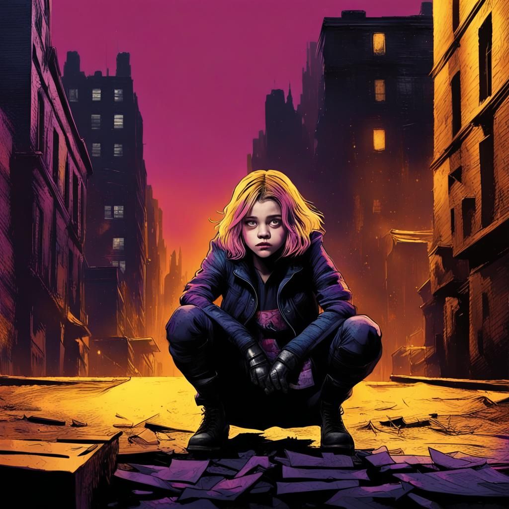 Hit Girl in Gotham Alley, Comic Book Style