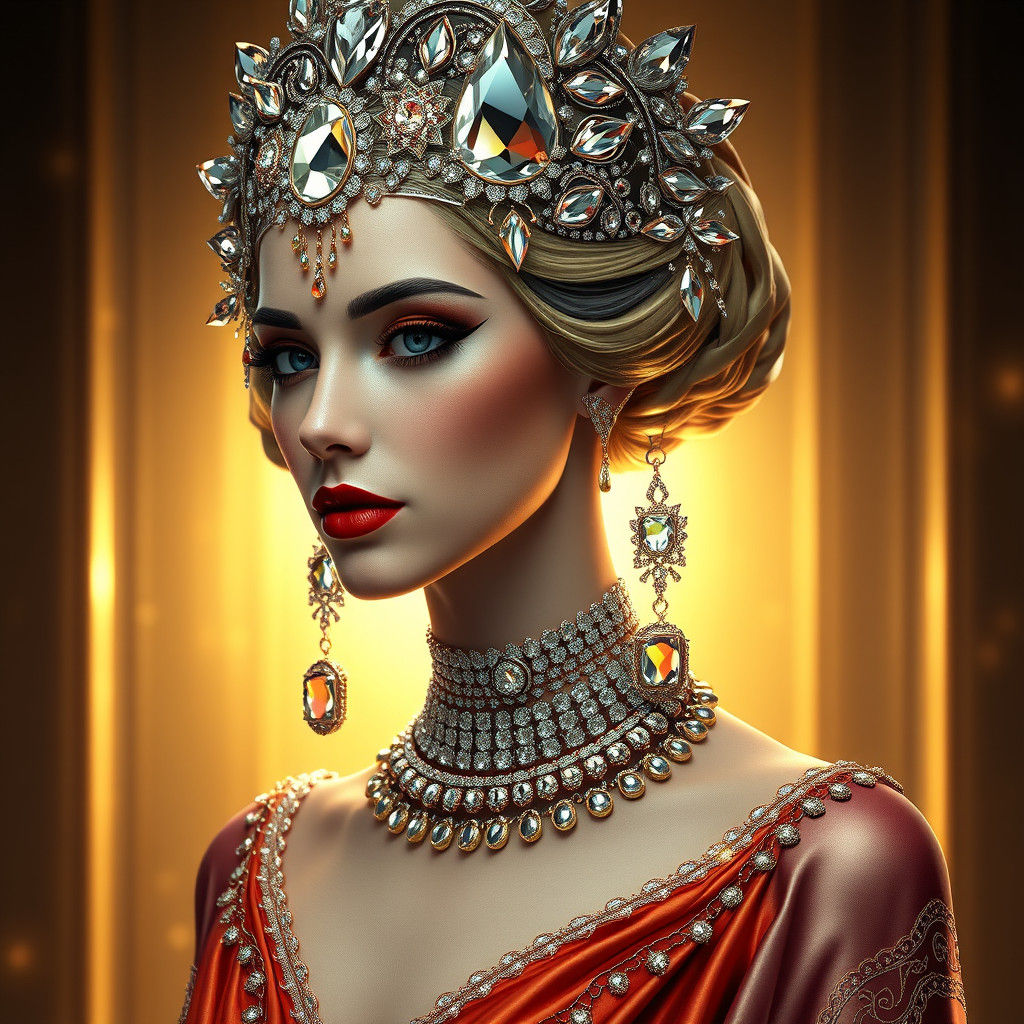 Crystal Woman in Opulent Art Nouveau Style