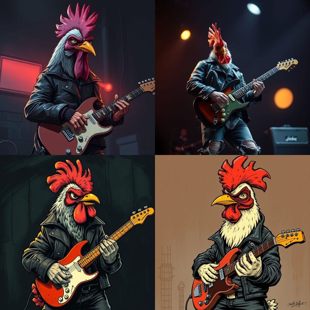 Grumpy Chicken Rocks Out in Leather Jacket