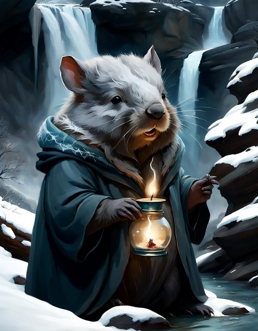 Wizard Wombat in Winter Wonderland Style