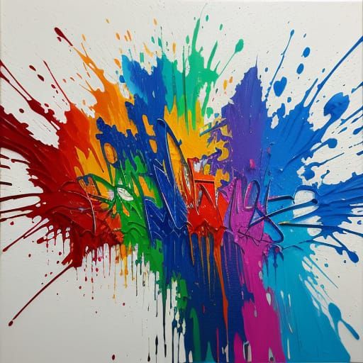 Vibrant Graffiti Art Baby Cat Amidst Melting Shapes