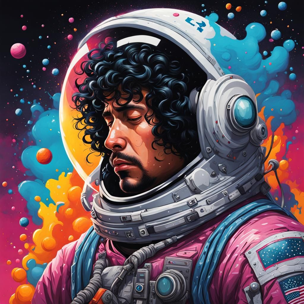 Crying Astronaut in Graffiti Art Style
