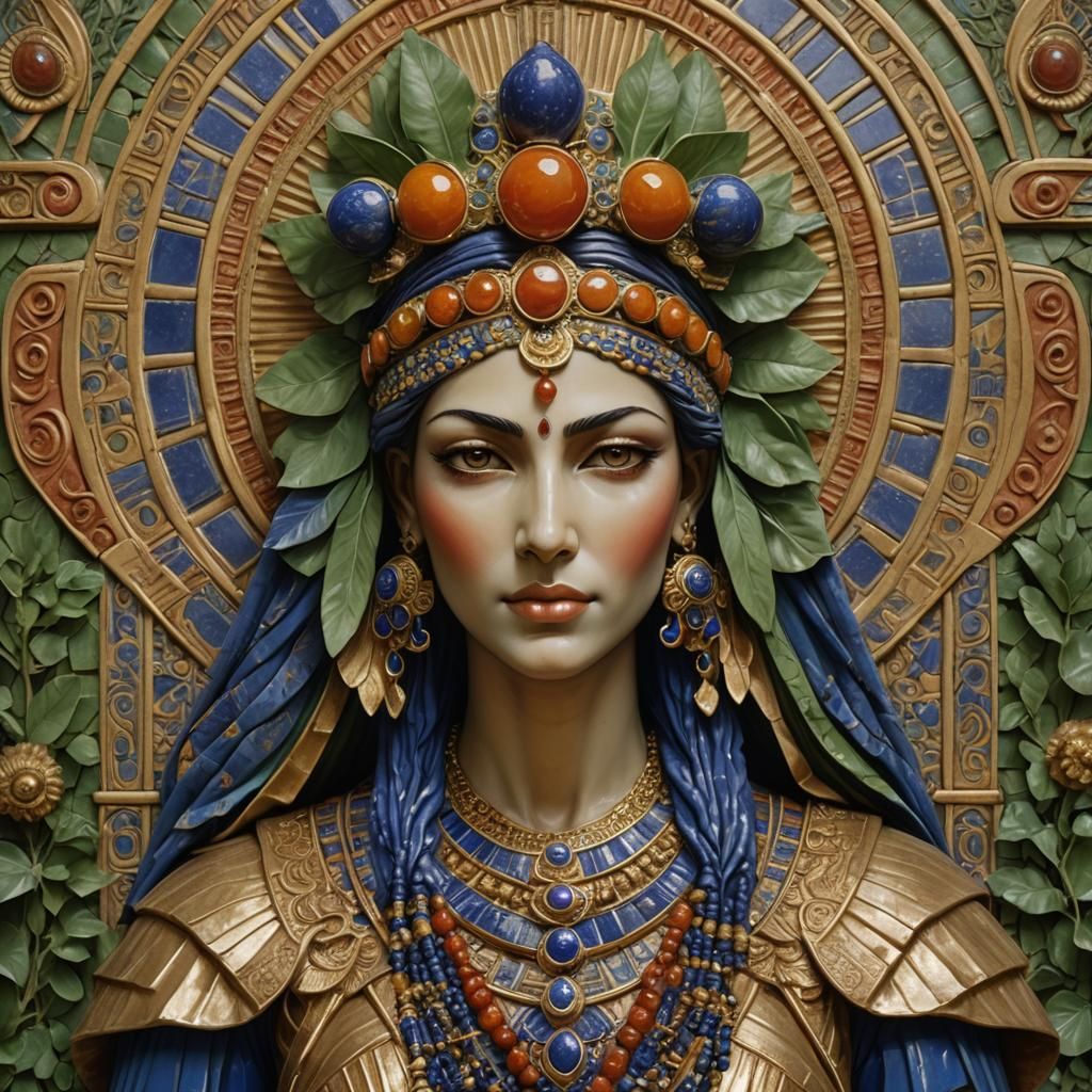 Luminous Goddess Amidst Mesopotamian Majesty