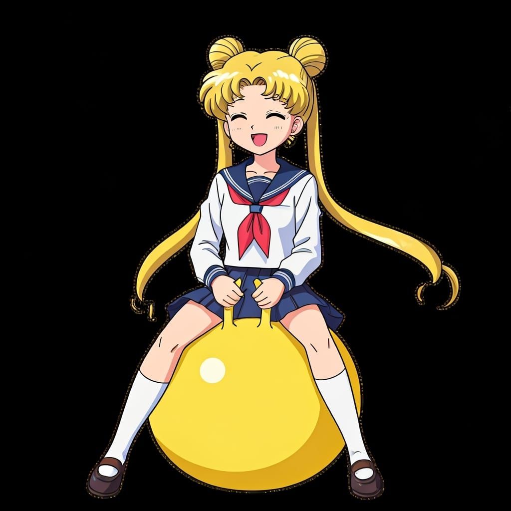 Usagi Tsukino Bouncing on Hopper Ball, Ghibli Style