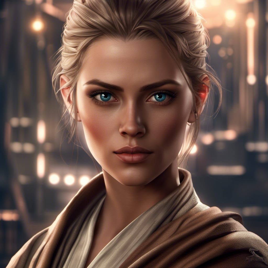 Epic Female Jedi in Anime Style