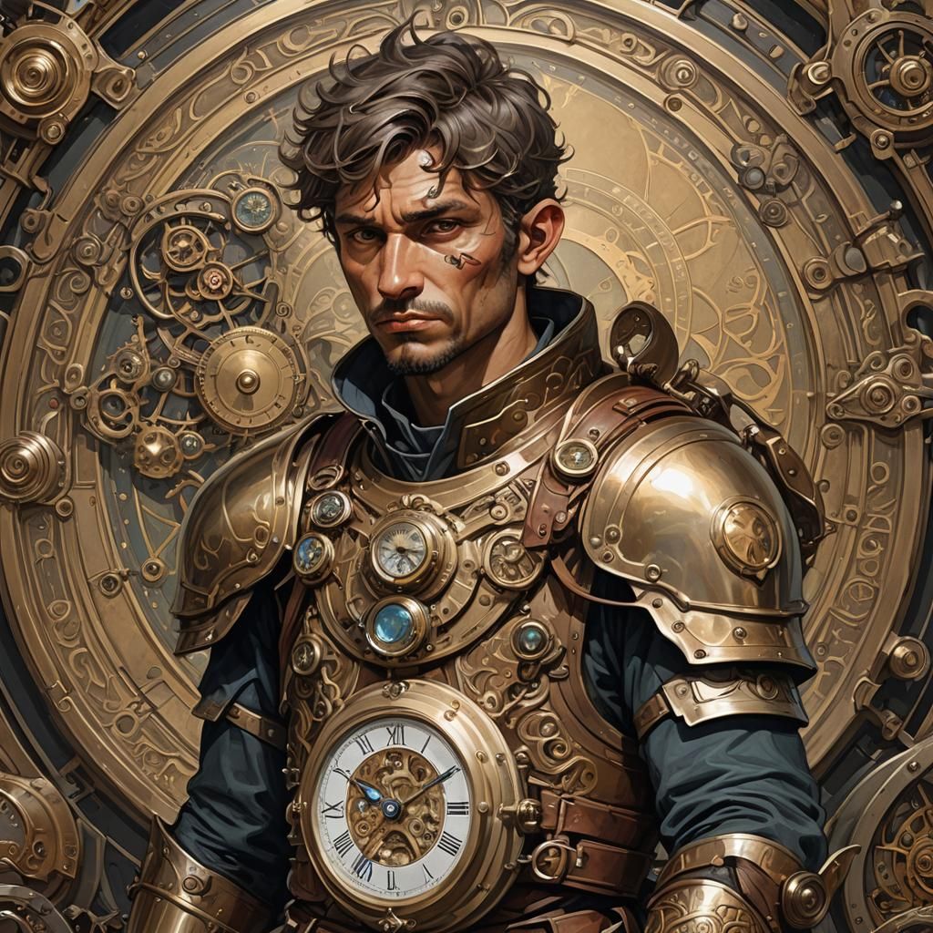 Steampunk Homunculus Warrior with Bronze Pocket Watch