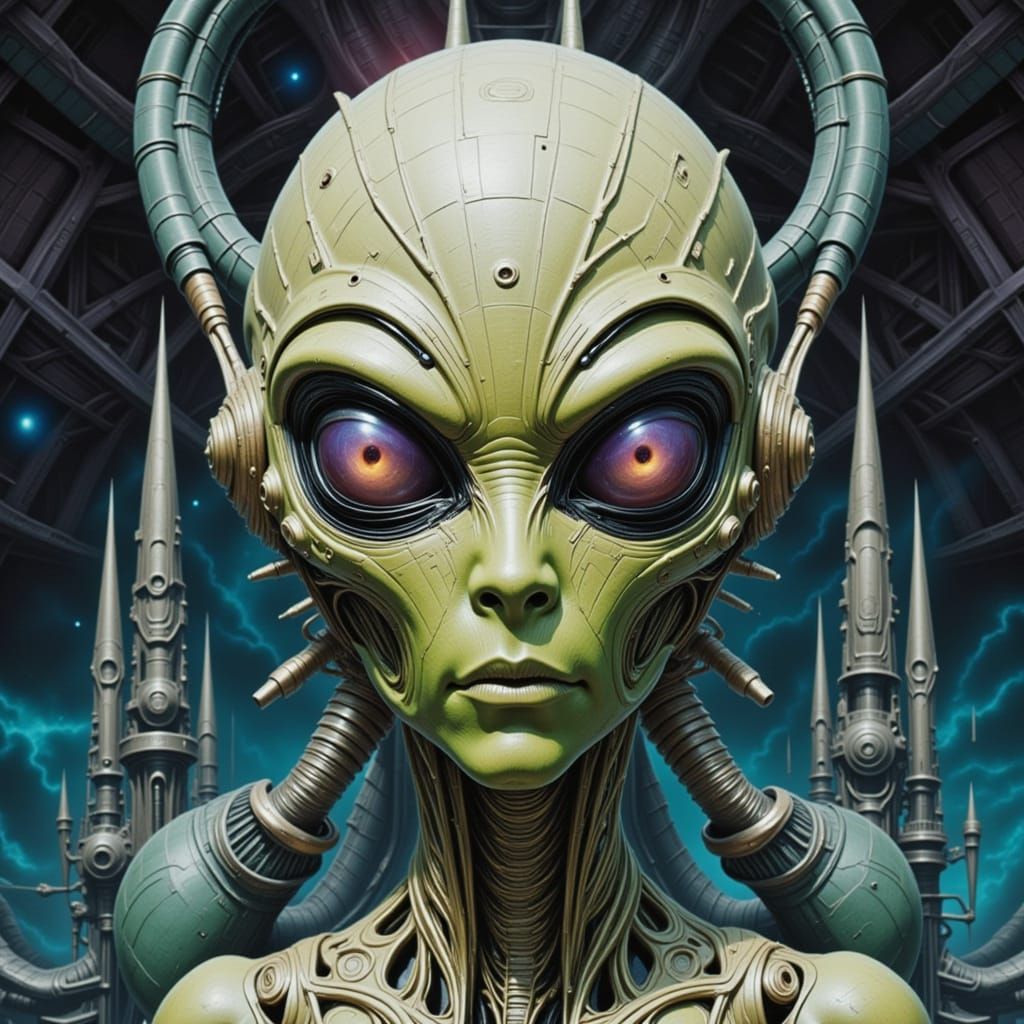 Beautiful Alien Character in Sci-Fi Style