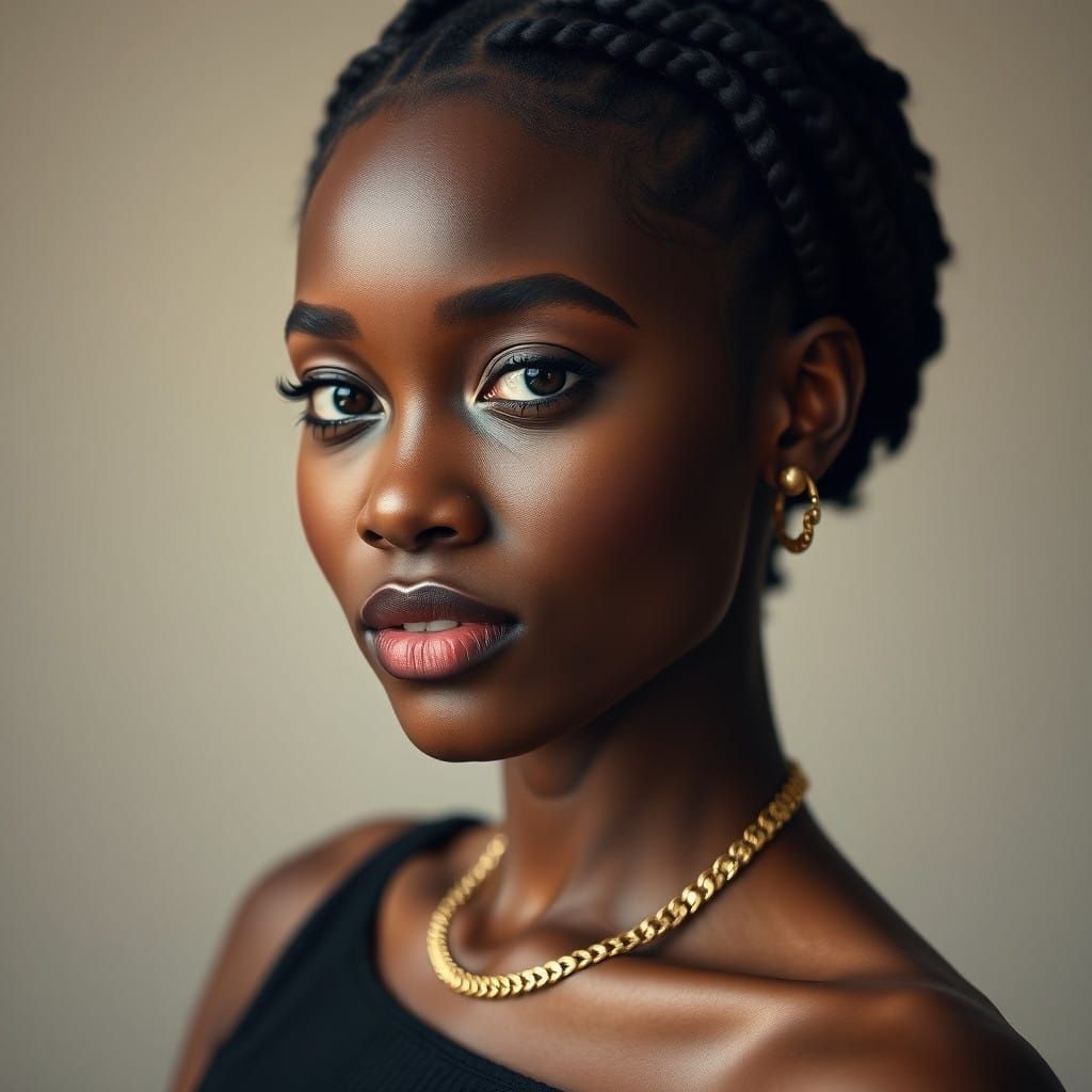 Surreal Portrait of Elegant Woman in Black Off-the-Shoulder....