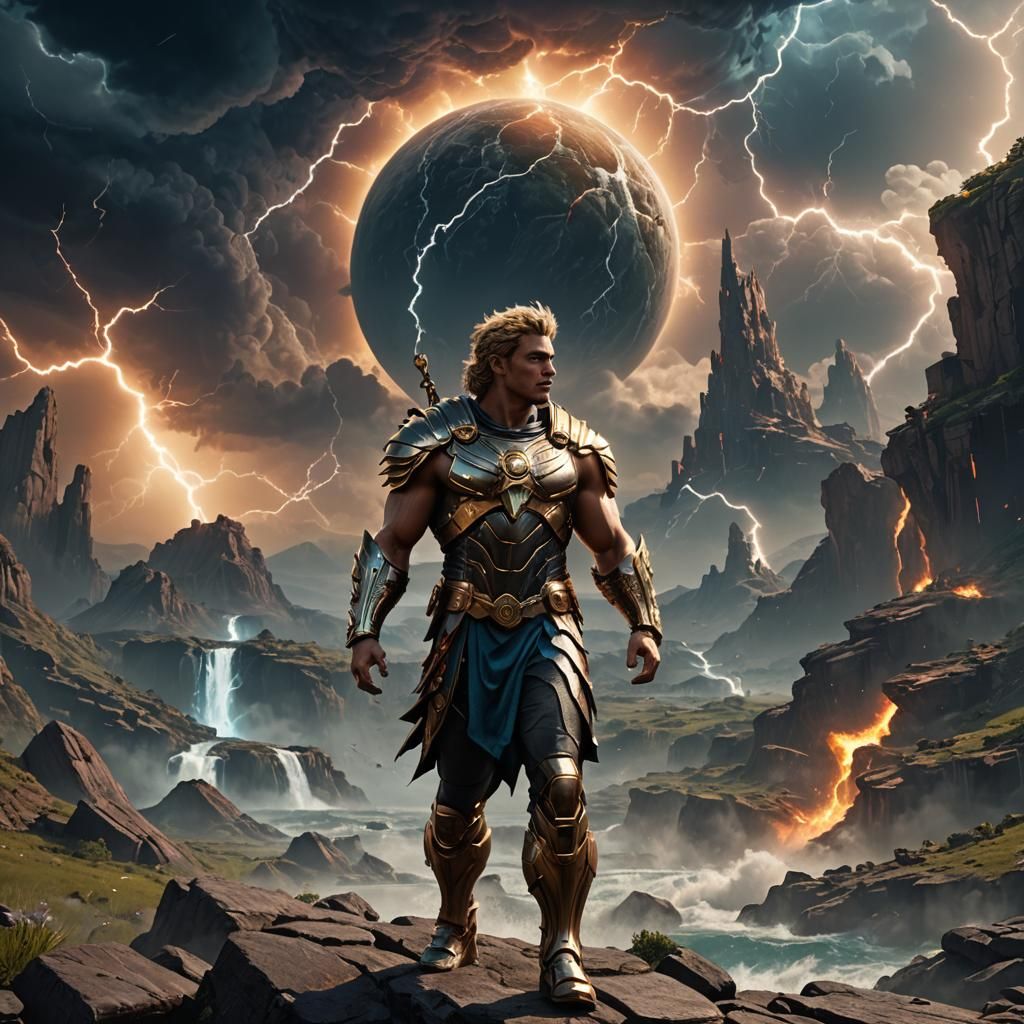 Apollo in Thunderstorm: Detailed Matte Painting