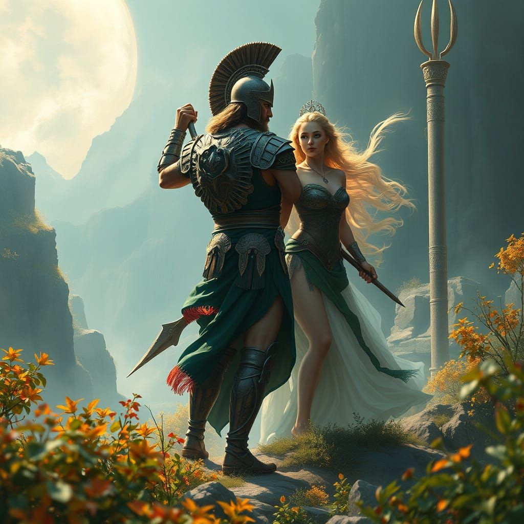 Epic War Goddess Confronts Legendary Hero in Dreamlike High-...