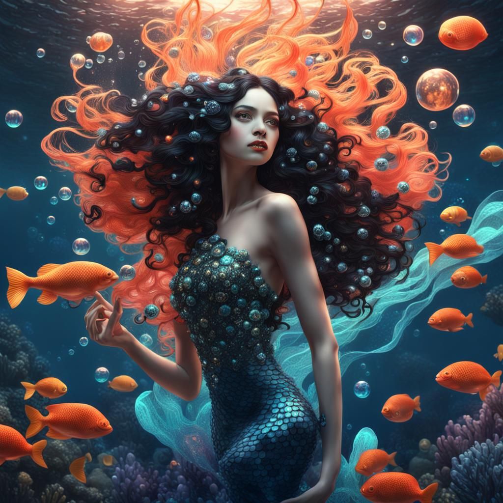Klimt-Inspired Mermaid Portrait in Digital Art