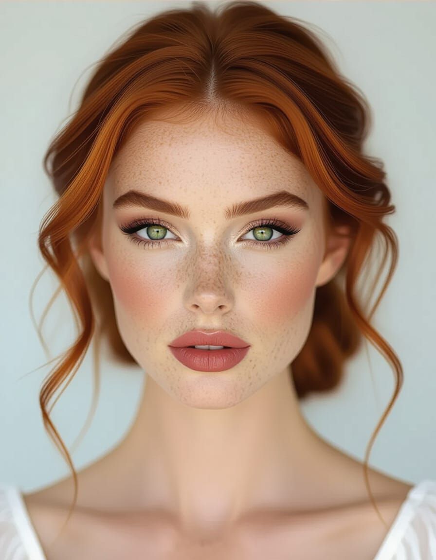 Hyper-Realistic Irish Woman Portrait with Emerald Eyes