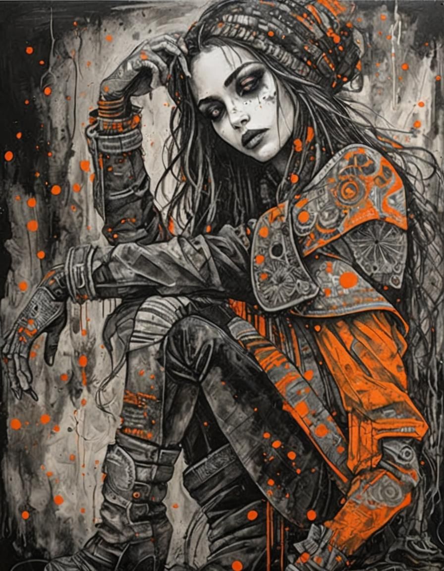 Abstract Art in Dark Style with Fine Details