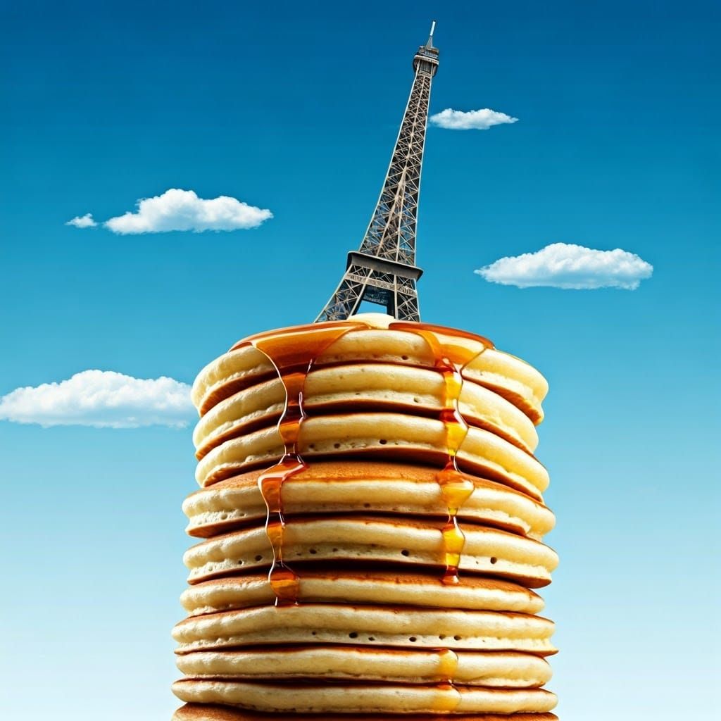 Eiffel Tower Impales Giant Pancake Stack
