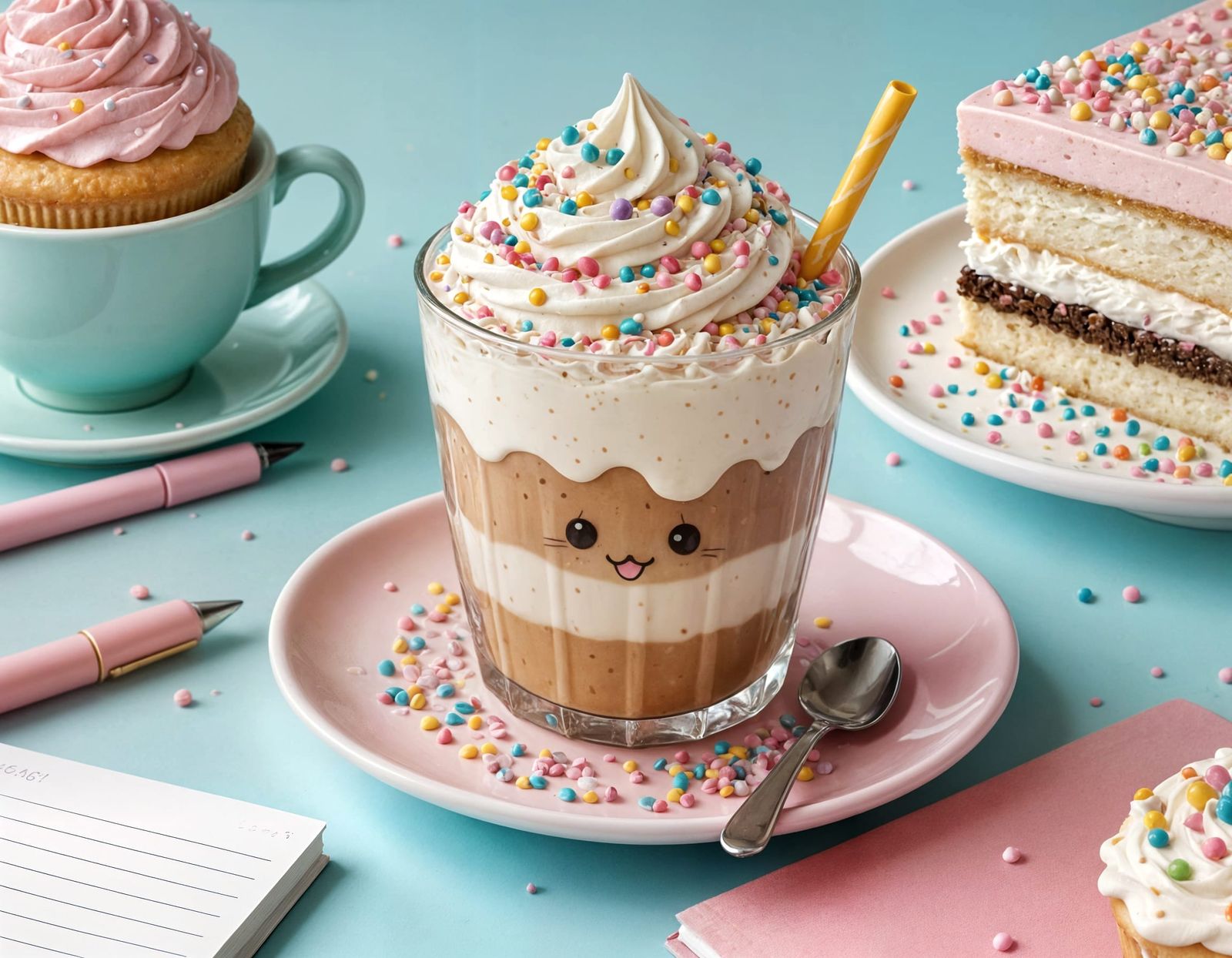 Kawai Style Table with Coffee and Cake