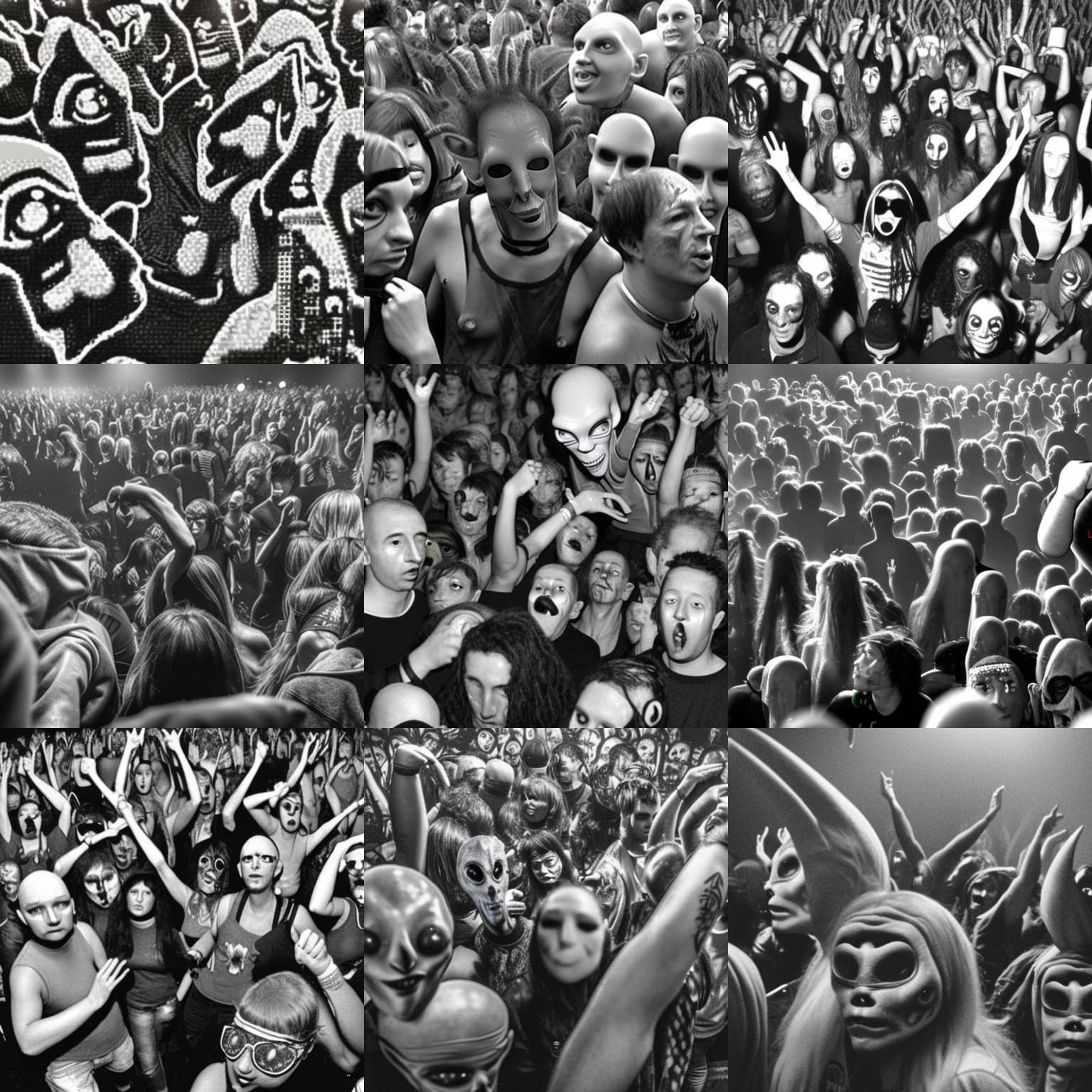 grey alien in illegal rave party