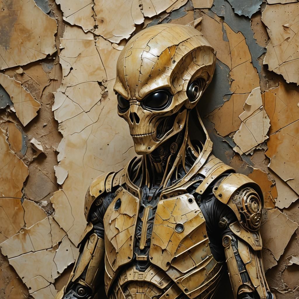 Intricate Bronze Suit Sculpture with Detailed Texture