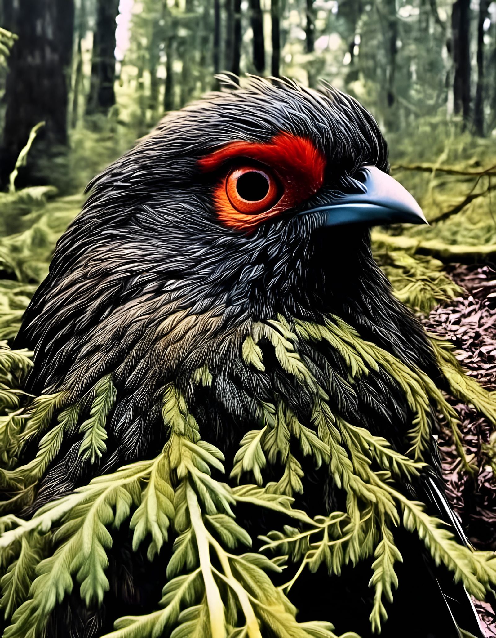 Exotic Bird in a Colorful Forest