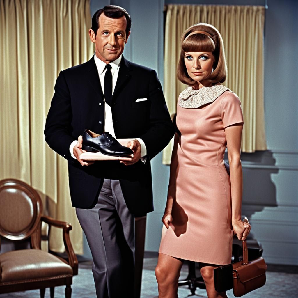 Maxwell Smart Holding a Shoe, 1960s Spy Parody